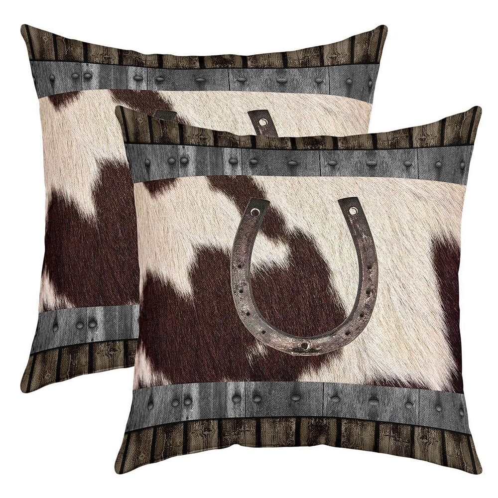 6428 Rustic Western Pillow Cases Cushion Covers 16"x16" Set of 2 Vintage